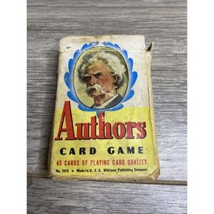 VINTAGE WHITMAN AUTHORS CARD GAME COMPLETE WITH BOX, 45 CARD DECK, #3010, 1950s